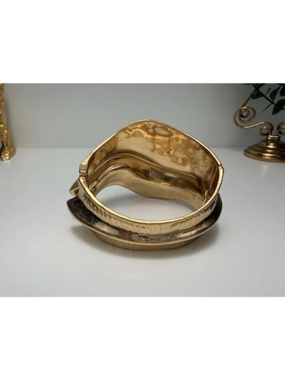 Zara Golden Sculptural Statement  Bracelet For Women Abstract Design - Picture 6 of 10